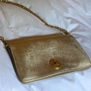 Tory Burch gold purse, gold chain strap